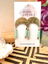 Load image into Gallery viewer, Hammered Statement Earrings with long gemstone tube