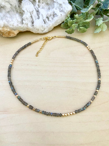 Labradorite Choker / Wrap Bracelet with 14k Gold Filled Beads