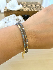 Labradorite Choker / Wrap Bracelet with 14k Gold Filled Beads