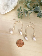 Load image into Gallery viewer, Freshwater Pearl Drops on a U shaped frame - 14k Gold fill or Sterling Silver