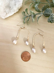 Freshwater Pearl Drops on a U shaped frame - 14k Gold fill or Sterling Silver