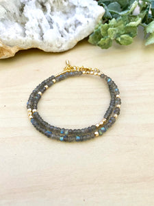 Labradorite Choker / Wrap Bracelet with 14k Gold Filled Beads