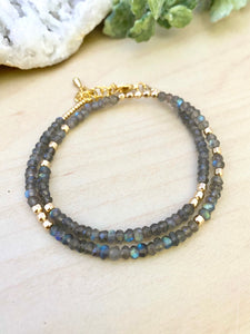 Labradorite Choker / Wrap Bracelet with 14k Gold Filled Beads