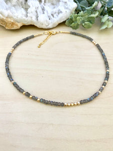 Labradorite Choker / Wrap Bracelet with 14k Gold Filled Beads