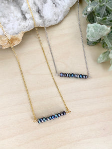 Dark Pearl Bar Necklace