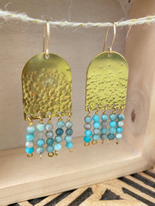 Limited Edition Fringe Earrings with Blue Stones - 14k Gold filled Ear Wires