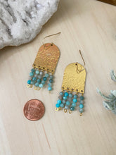 Load image into Gallery viewer, Limited Edition Fringe Earrings with Blue Stones - 14k Gold filled Ear Wires