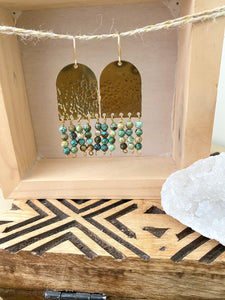 Limited Edition Fringe Earrings with Blue Stones - 14k Gold filled Ear Wires