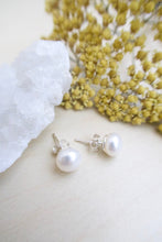 Load image into Gallery viewer, White Freshwater Pearl Earrings on Sterling Silver Posts 7.5-8mm