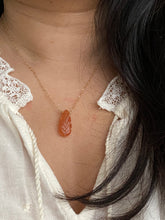 Load image into Gallery viewer, Carved Leaf Necklace in Aventurine - 14k Gold Filled