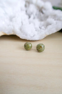 Unakite gemstone studs on hypoallergenic surgical steel posts 