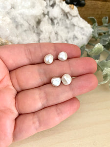 Keshi Pearl Studs on Sterling Silver Posts - Raw Irregular Shape Pearl Studs