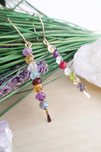 Load image into Gallery viewer, Bright and colorful verticle bar earrings wire wrapped with Gold Fill Ear Wires