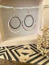 Load image into Gallery viewer, Double Hoops - Gold Fill with Oxidised Silver