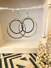 Load image into Gallery viewer, Double Hoops - Gold Fill with Oxidised Silver