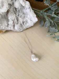 Baroque Freshwater Pearl drop Necklace - Sterling Silver chain