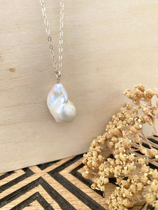 Baroque Freshwater Pearl drop Necklace - Sterling Silver chain