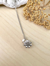 Load image into Gallery viewer, Flower Pendant Necklace with Freshwater Pearl Drop