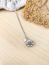 Load image into Gallery viewer, Flower Pendant Necklace with Freshwater Pearl Drop