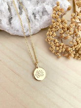 Load image into Gallery viewer, Lotus Stamped Charm Necklace