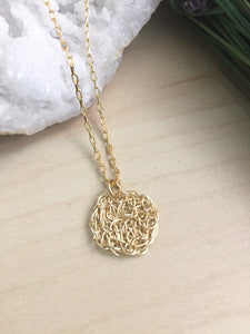 Wire Crochet Tina Necklace - Delicate Lacy Pendant Necklace - Sterling Silver or Gold Fill