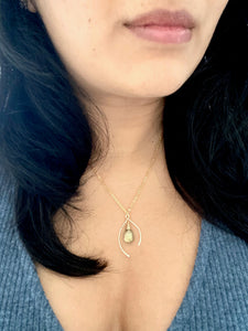 Wishbone Necklace with a Labradorite Drop