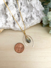 Load image into Gallery viewer, Wishbone Necklace with a Labradorite Drop