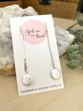 Load image into Gallery viewer, Stick and Circle -  White Coin Pearl Earrings on Gold Fill Sticks