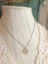 Load image into Gallery viewer, Wire Crochet Tina Necklace - Delicate Lacy Pendant Necklace - Sterling Silver or Gold Fill