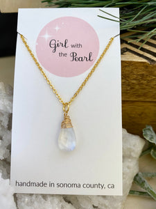 Rainbow Moonstone Drop Necklace