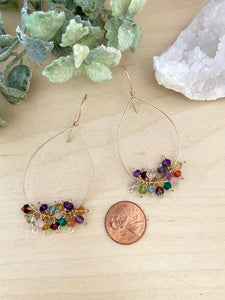 Confetti Drop Hoops - Colorful Mixed Gemstone Hoops - 14k Gold filled