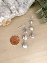 Load image into Gallery viewer, White Coin Pearl Trio Earrings - Sterling Silver