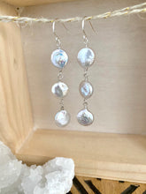 Load image into Gallery viewer, White Coin Pearl Trio Earrings - Sterling Silver