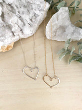 Load image into Gallery viewer, Open Hearts Necklace - Hammered textured Heart Necklaces - Sterling silver or Gold Filled