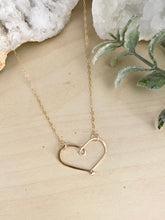 Load image into Gallery viewer, Open Hearts Necklace - Hammered textured Heart Necklaces - Sterling silver or Gold Filled