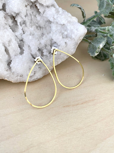 Brass Teardrop Hoops on Stainless Steel posts