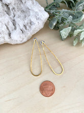 Load image into Gallery viewer, Brass Long Teardrop Hoops on Stainless Steel posts