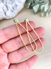 Load image into Gallery viewer, Brass Long Teardrop Hoops on Stainless Steel posts