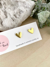 Load image into Gallery viewer, Brass Heart Studs - Stainless Steel Posts