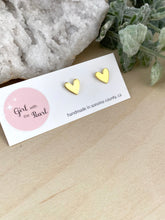Load image into Gallery viewer, Brass Heart Studs - Stainless Steel Posts