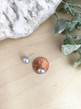 Load image into Gallery viewer, Grey Freshwater Pearl Earrings on Sterling Silver Posts - 9mm Pearls