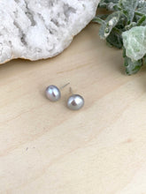 Load image into Gallery viewer, Grey Freshwater Pearl Earrings on Sterling Silver Posts - 9mm Pearls