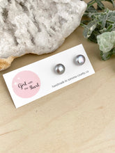 Load image into Gallery viewer, Grey Freshwater Pearl Earrings on Sterling Silver Posts - 9mm Pearls