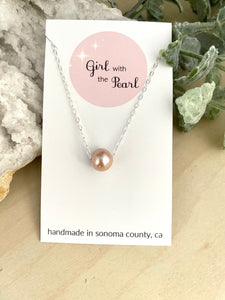 Floating Pearl Necklace - Mauve Freshwater Pearl