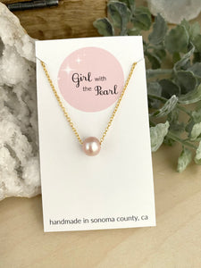 Floating Pearl Necklace - Mauve Freshwater Pearl