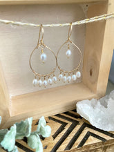 Load image into Gallery viewer, Pearl Drop Hoops - 14k Gold filled