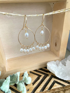 Pearl Drop Hoops - 14k Gold filled