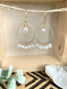 Pearl Drop Hoops - 14k Gold filled