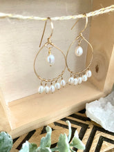 Load image into Gallery viewer, Pearl Drop Hoops - 14k Gold filled