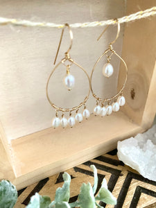 Pearl Drop Hoops - 14k Gold filled